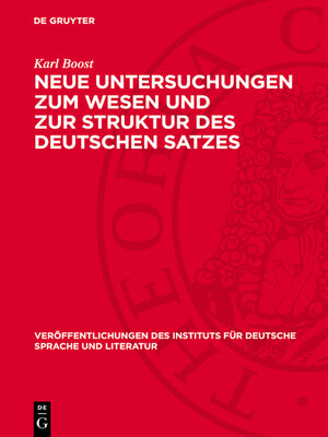 cover image of Neue Untersuchungen zum Wesen und zur Struktur des deutschen Satzes